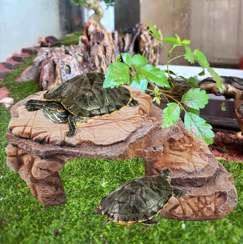 Turtle Basking Climbing Platform Resin Basking Platform for Turtles Aquarium Fish Tank Ornament Reptile Climbing Ramp Decorations Tortoise, Gecko and Beard Dragon