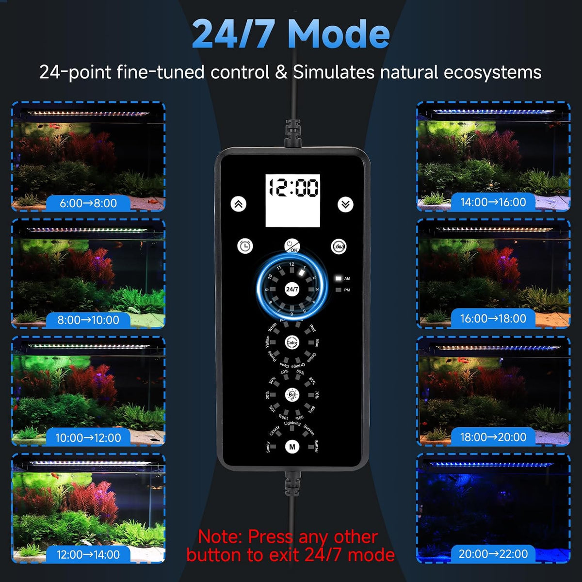 fishkeeper 24/7 Led Aquarium Light with Auto Time Sync, 18-24 Inch