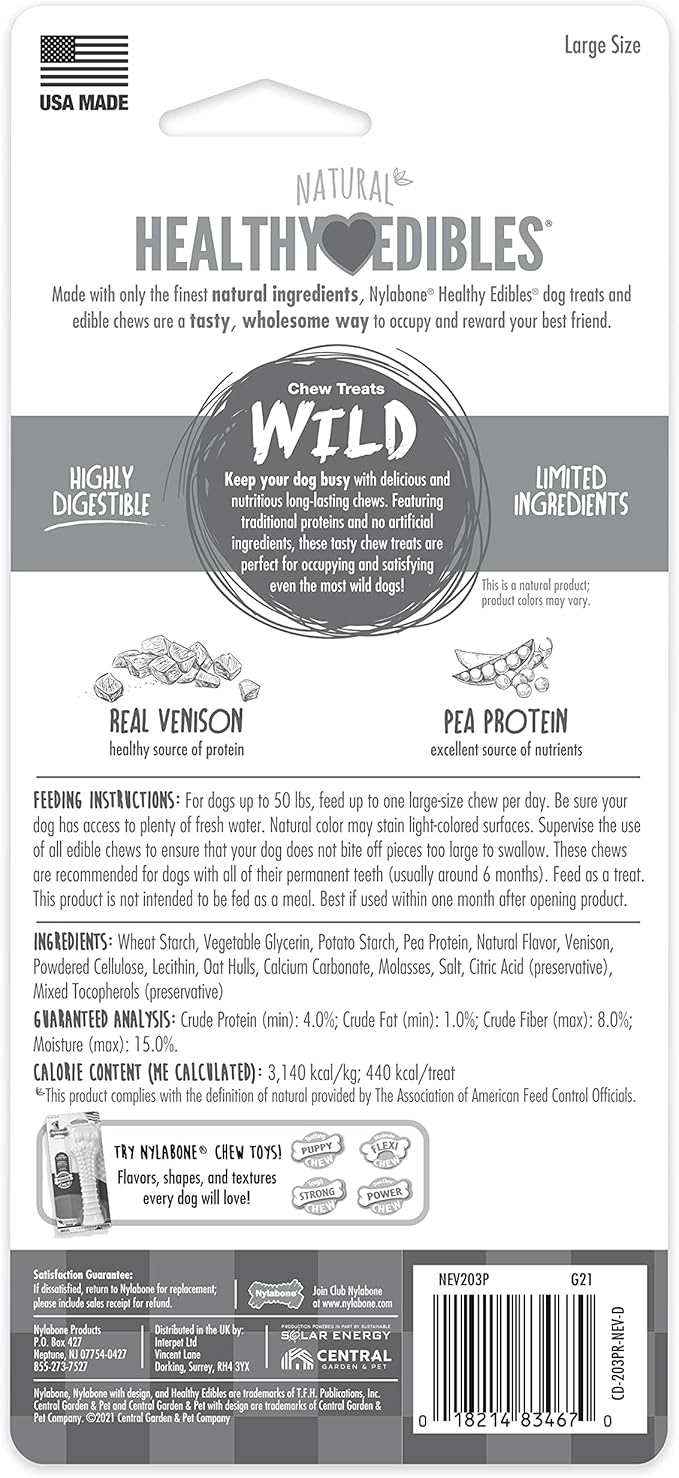 Nylabone Healthy Edibles WILD Natural Longer-Lasting Chew Treats, Venison Flavor - Image 8