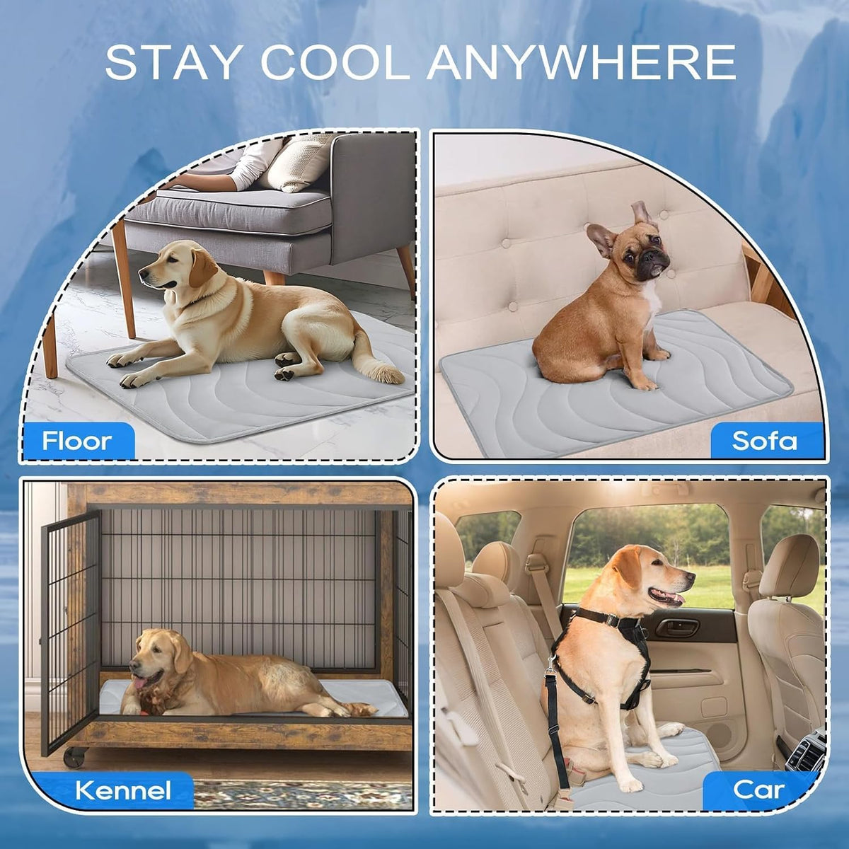 Cozyide Dog Cooling Mat, Q-Max>0.45, 36" L x 23" W, Light Grey
