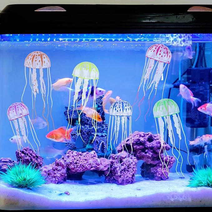 Lpraer 6 Pack Glow Jellyfish Floating Fish Tank Decorations Glowing Effect - Image 7