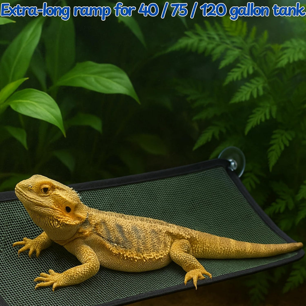 Bearded Dragon Hammock Large Tank Bed, Mesh Lounger with Suction Cups & Cable Ties, Reptile Basking Ramp/Bed, Fits Bearded Dragons & Leopard Geckos (Rectangle, 28" x 10")