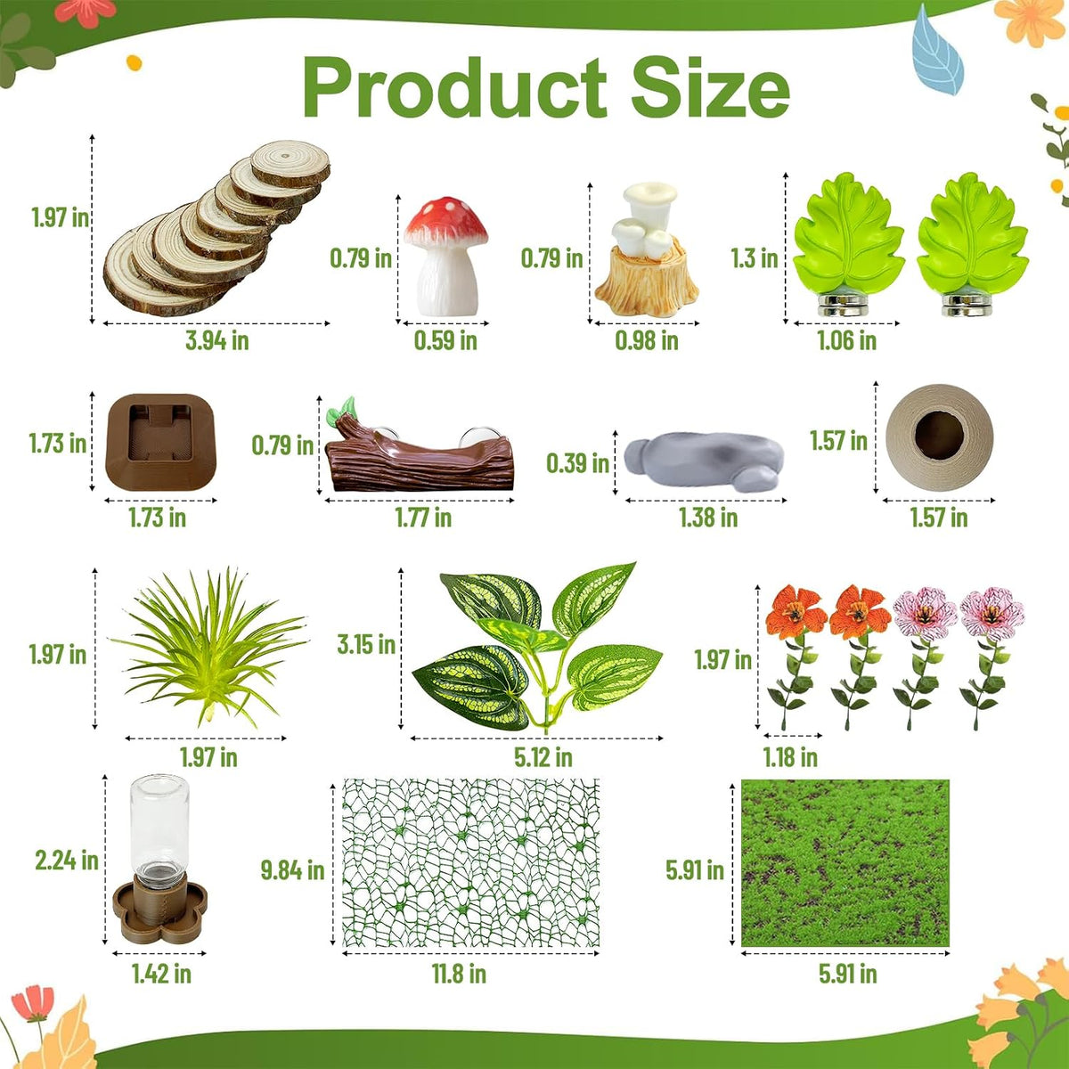 Jumping Spider Enclosure Accessories,with Enclosure Decor Kit,Hide Habitat,Platform,Food Bowl,Water Dispenser for Jumping Spider Habitat (Forest)