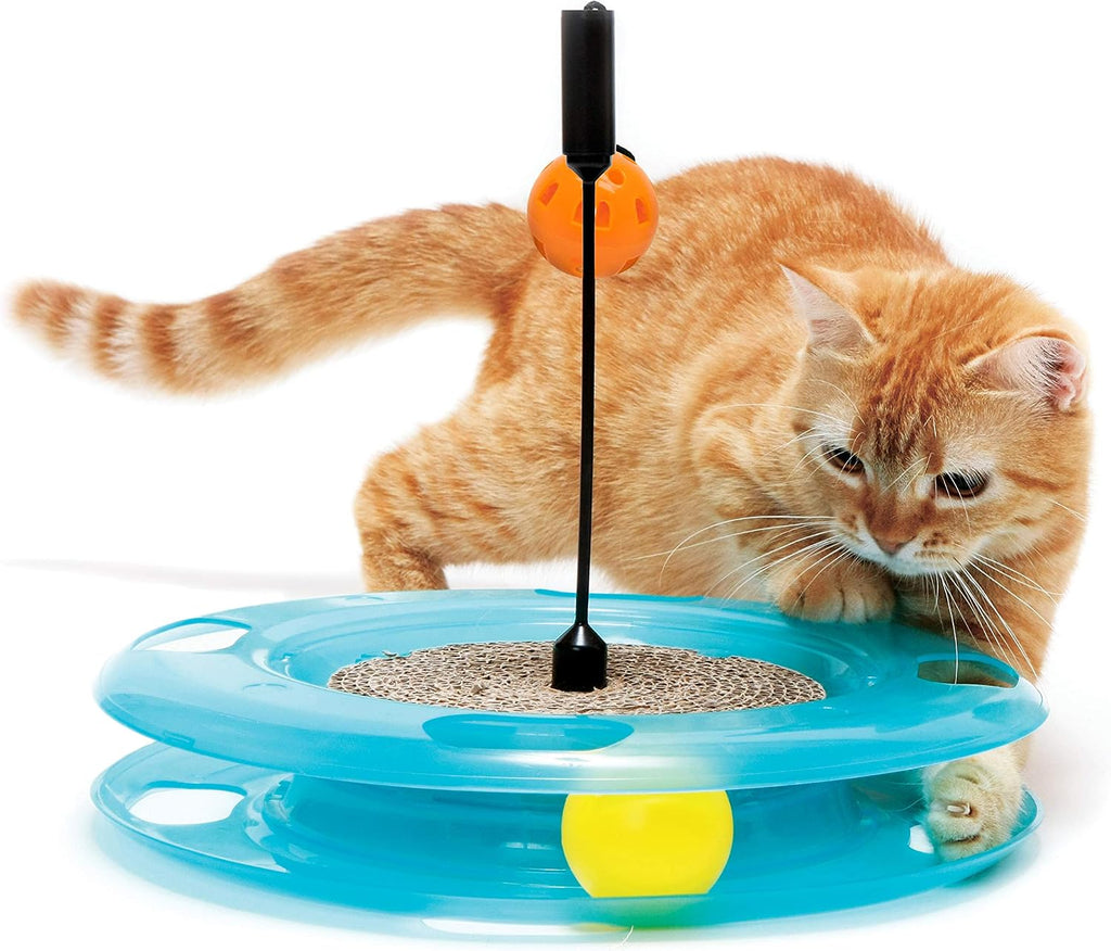 Kitty City Swat Ball Track Cat Toy, 3 Toys in 1 Cat Toy for Cat and Kitty, Ball Track Cat Toy with Hanging Ball and Scratch Pad, 10.5" x 12.00" x 12.00, CM-0209-CS01