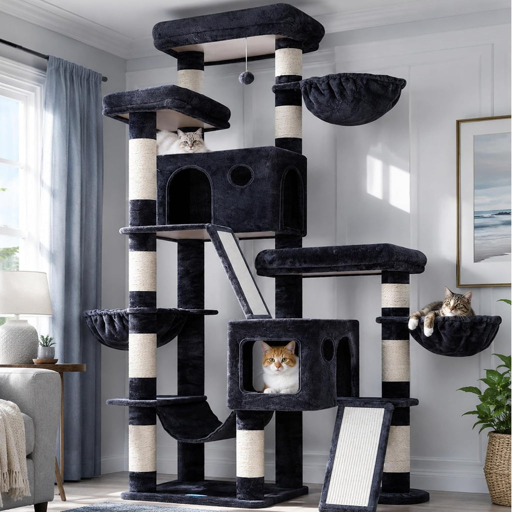Hey-brother Cat Tree Tower with Stable Wide Base, Steped Platform, MPJ077G