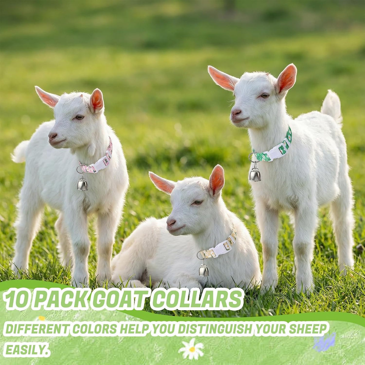 10 Pack Floral Goat Collars Adjustable Grazing Collar with Copper Bells