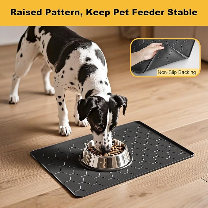 Pieviev 24''x16'' Dog Cat Food Bowl Mat, Silicone Waterproof Food Grade Pet - Image 7