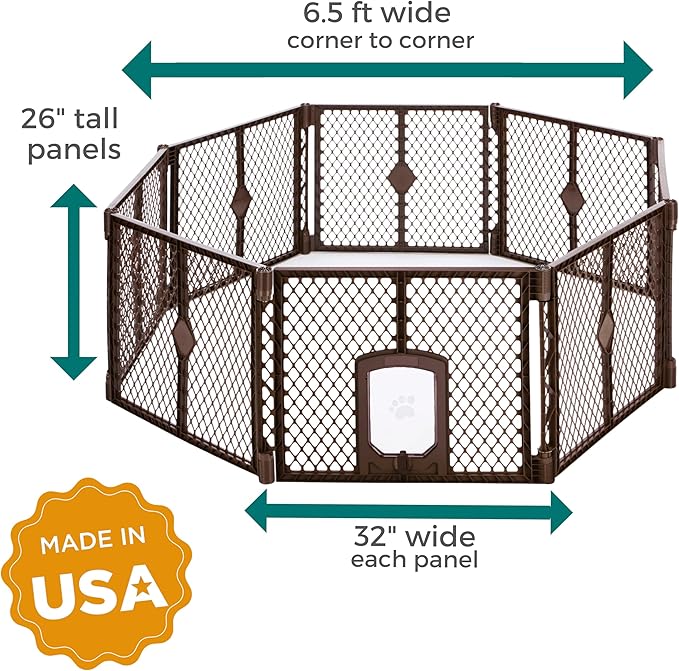 MyPet 8-Panel Petyard Passage: 6.5 ft. Wide 26 in. Tall Brown Freestanding - Image 8