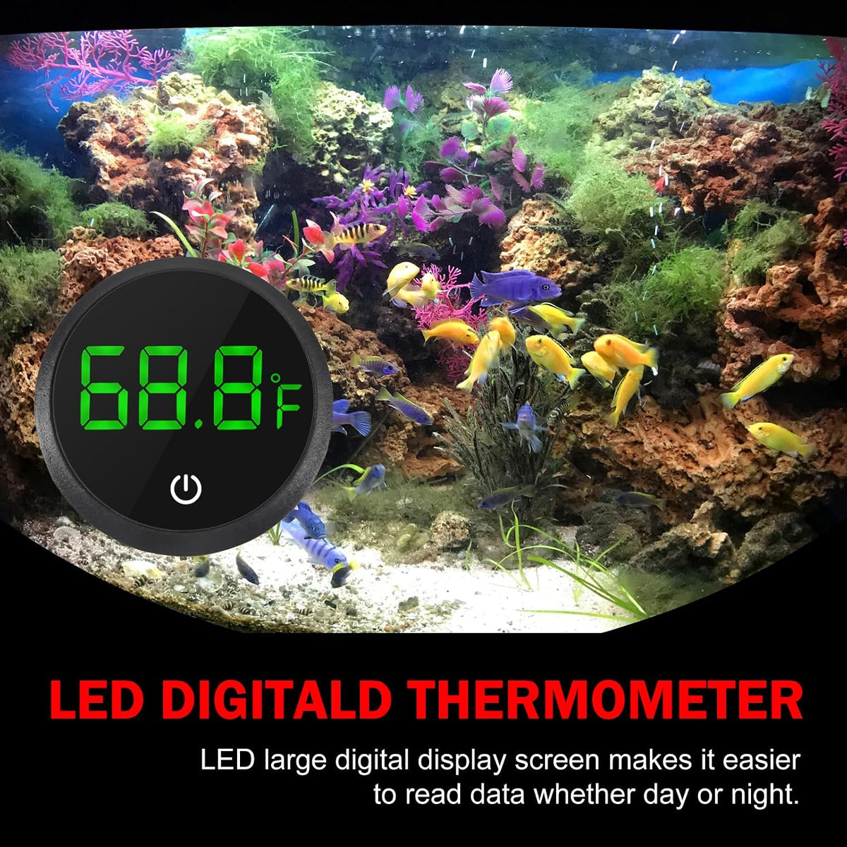 ACEIRMC 4pcs Fish Tank Digital Thermometer Accurate LED Display to ±0.9°F Tank Thermometer Aquarium Temperature Measurement Suitable for Fish, Axolotl, Turtle or Aquatic