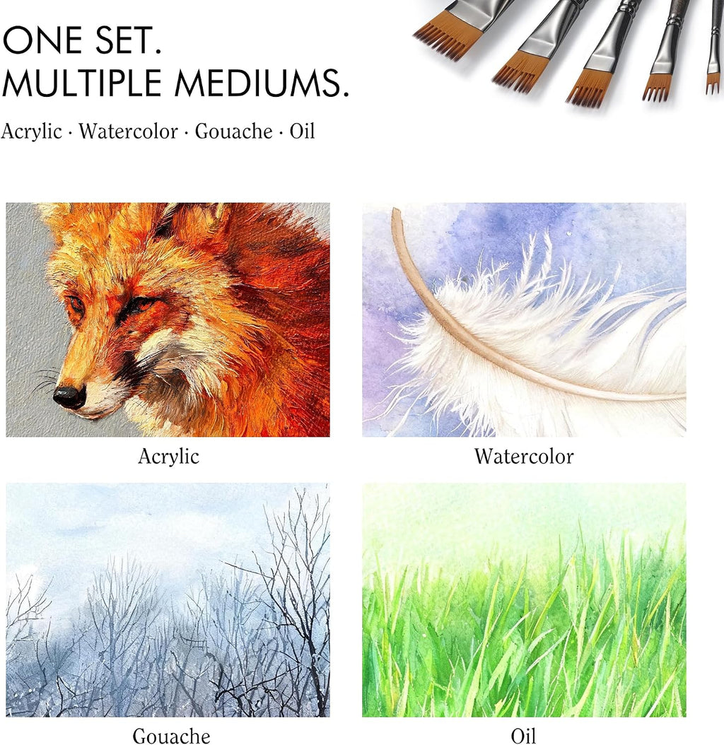 ARTIFY Grainer Brush Set, 5-Piece Flat Comb Paint Brushes