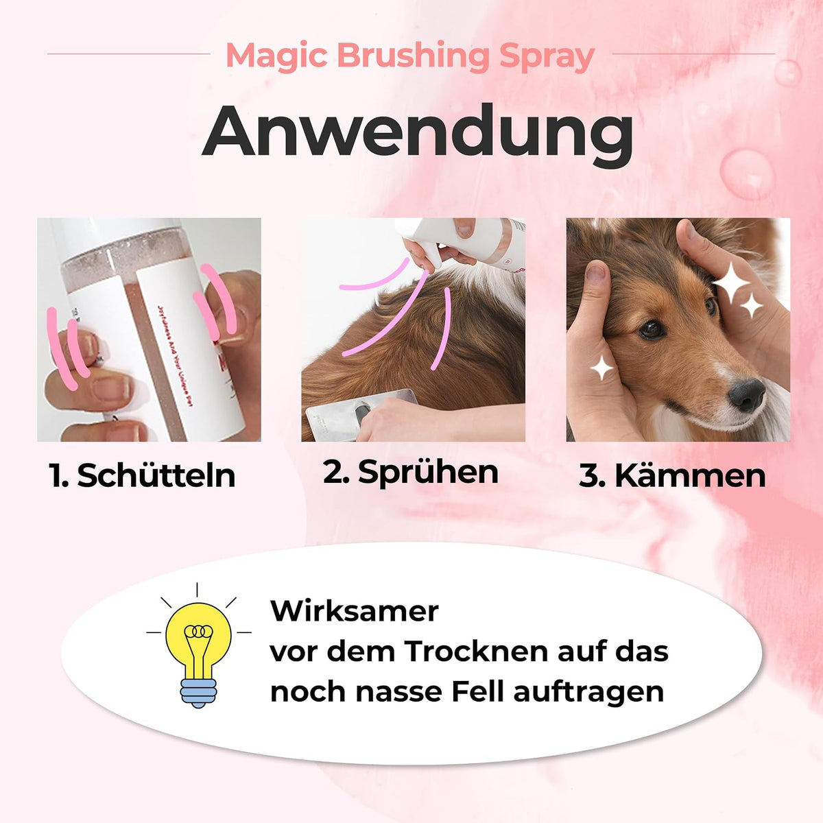 JAYU PET Magic Brushing Spray for Dogs Refill Bottle (5.8fl oz)