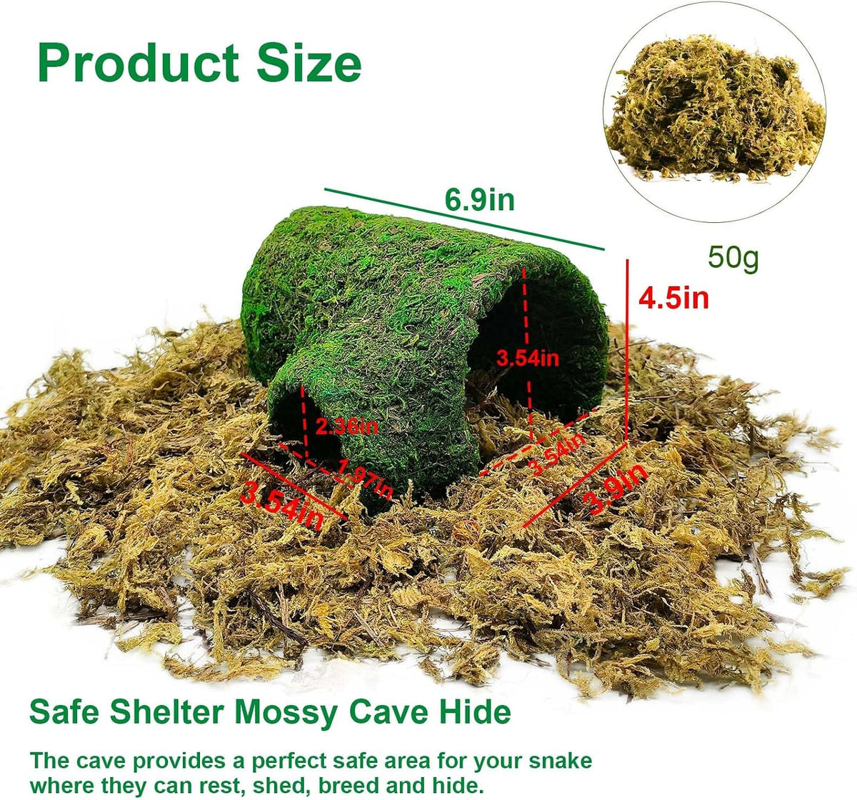 kathson Leopard Gecko Hide,Reptile Hideout Climbing Moss Caves Snake Hide