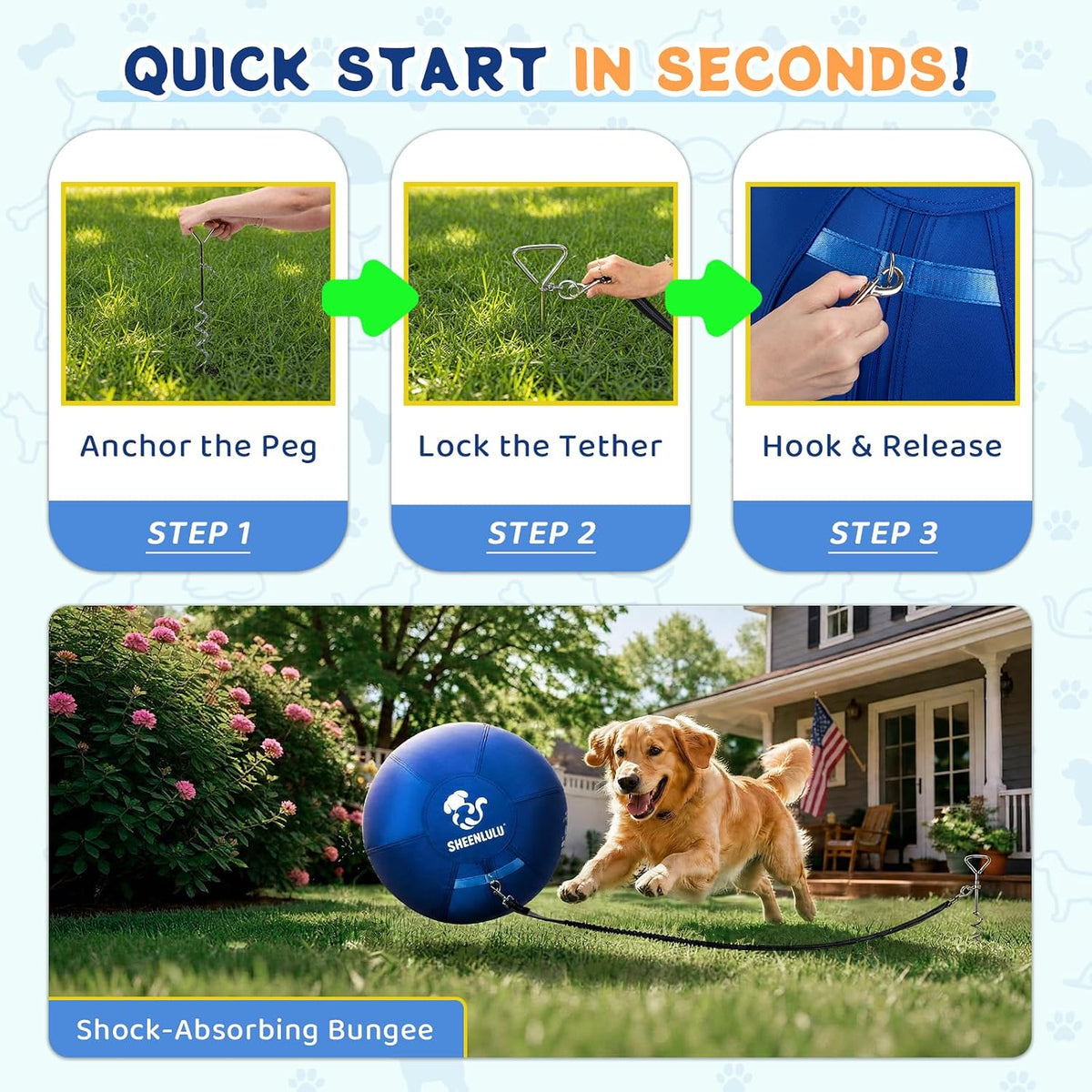 18" Herding Ball for Dogs Tetherball Set, Blue
