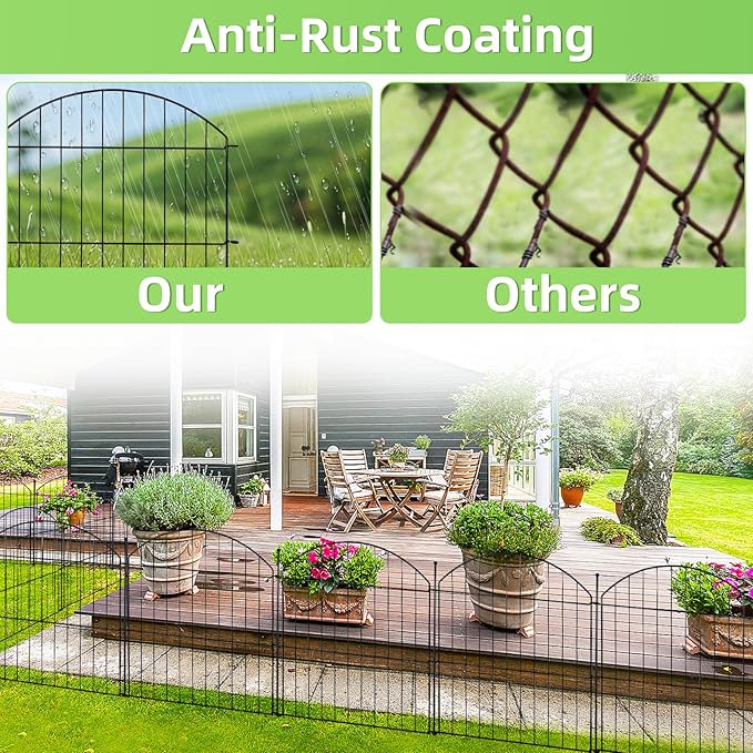 Decorative Garden Fence 24in x10ft, 5 Pack No Dig Fence Animal Barrier - Image 7
