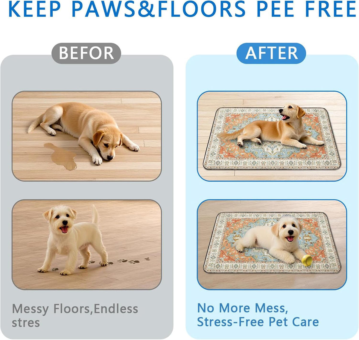2PCS Washable Pee Pads for Dogs Absorbent Reusable Training Pads
