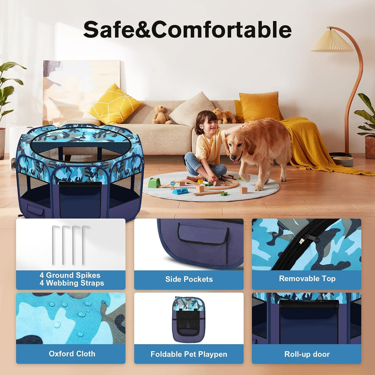 Pop Up Dog and Cat Playpen, Portable Foldable Pet Tent
