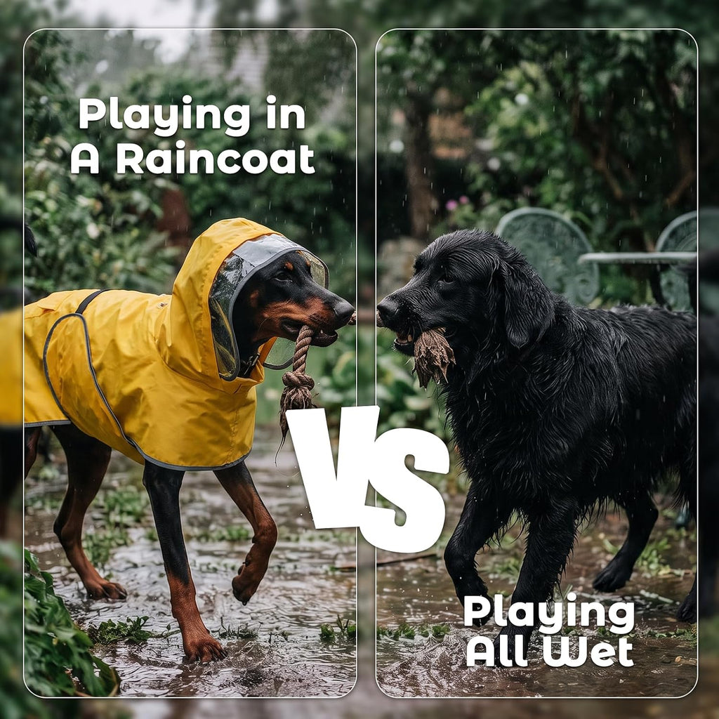 MICOOYO Dog Raincoat, Waterproof Rain Jacket with Hood, Dog Raincoats for Medium & Large Dogs, Lightweight PU Reflective Rain Jacket, Adjustable Belly Strap, Leash Opening Storage Pocket (Yellow,XXL)