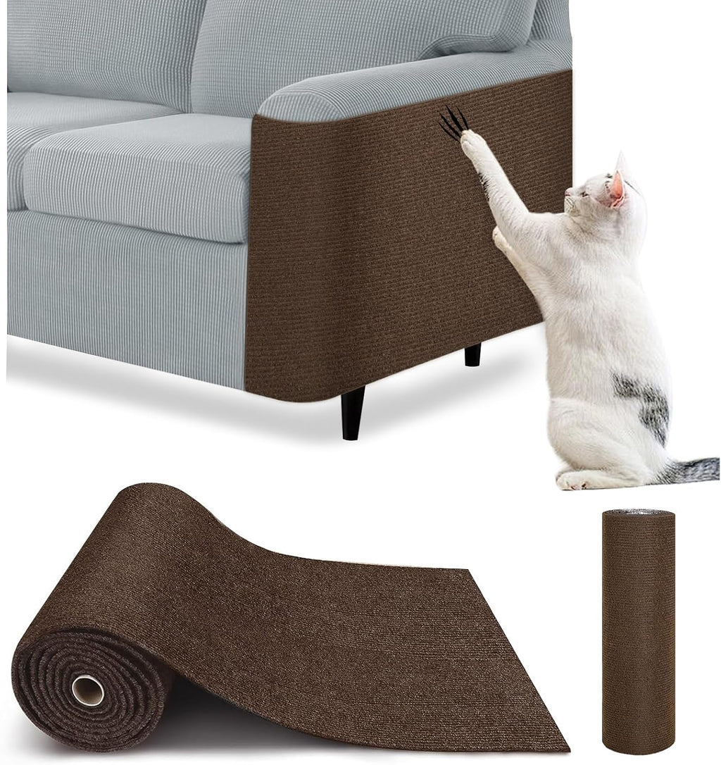 Cat Scratch Furniture Protector – DIY Climb Scratch Mat,Cat Scratch Pad, Couch Protector from Cat Claws, Trimmable Self-Adhesive Carpet for Indoor Sofa, Furniture (Brown, 78.7" x 15.8")