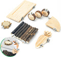 Space Expanding Natural Wood Hamster Platform Set, DIY Small Animal Playground Accessories for Hamster Cage, Climbing & Resting Toys with Adjustable Screws for Hamsters, Chinchillas, Gerbils