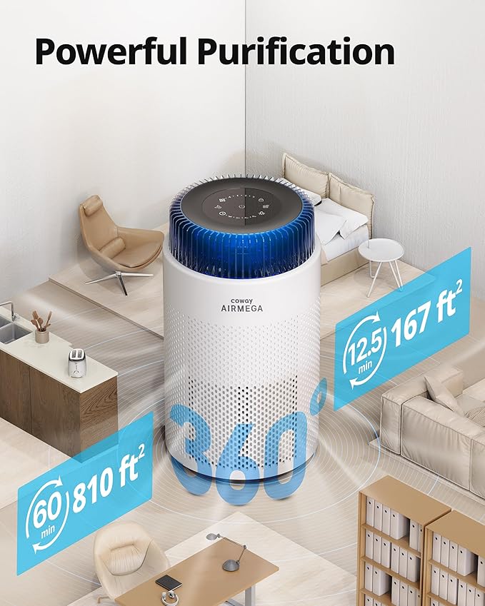 COWAY Air Purifiers for Home up to 810 ft², HEPA Filter and Carbon Filter for - Image 3