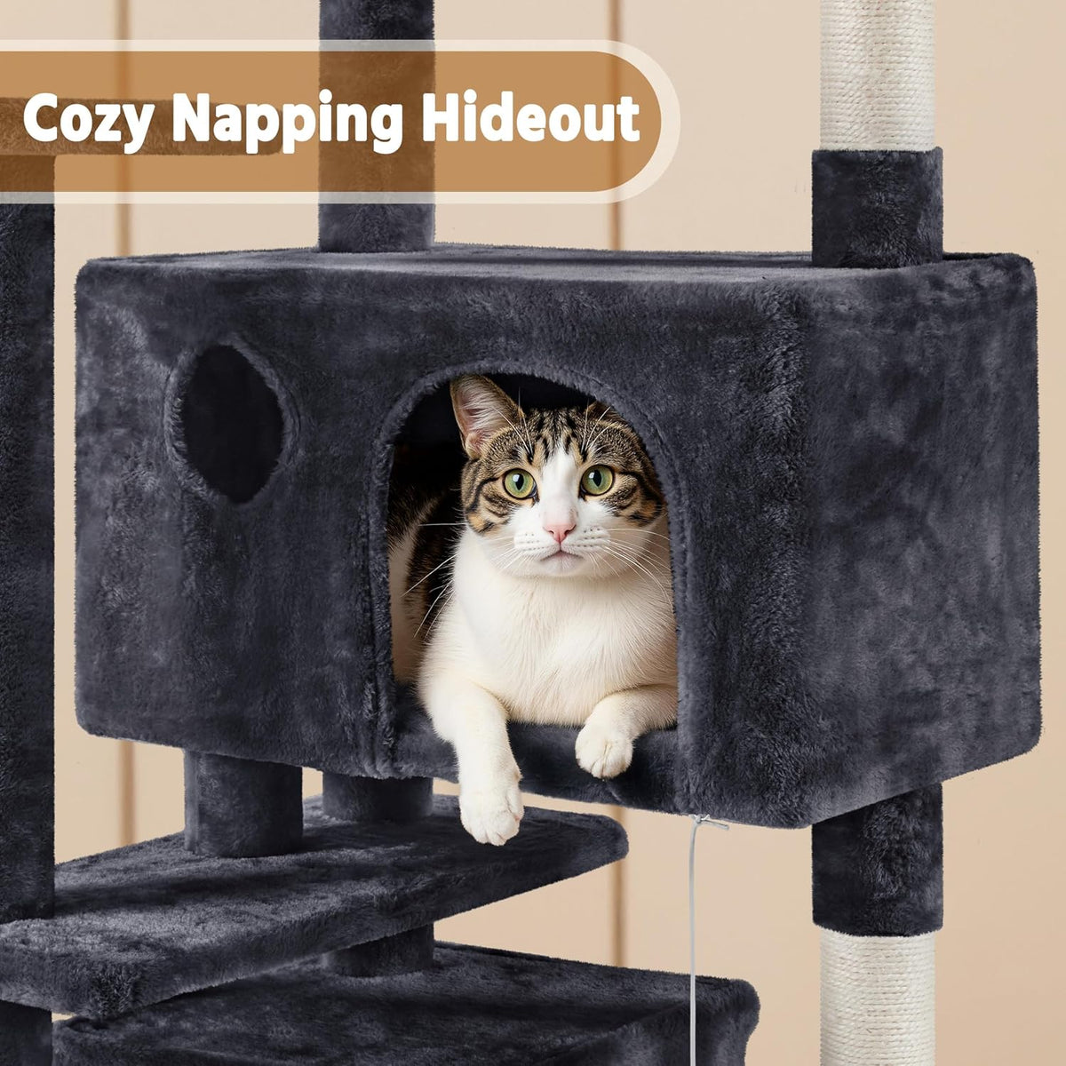 Yaheetech 62in Cat Tree Tower, Double Condo, Multi Platforms, Scratch Posts