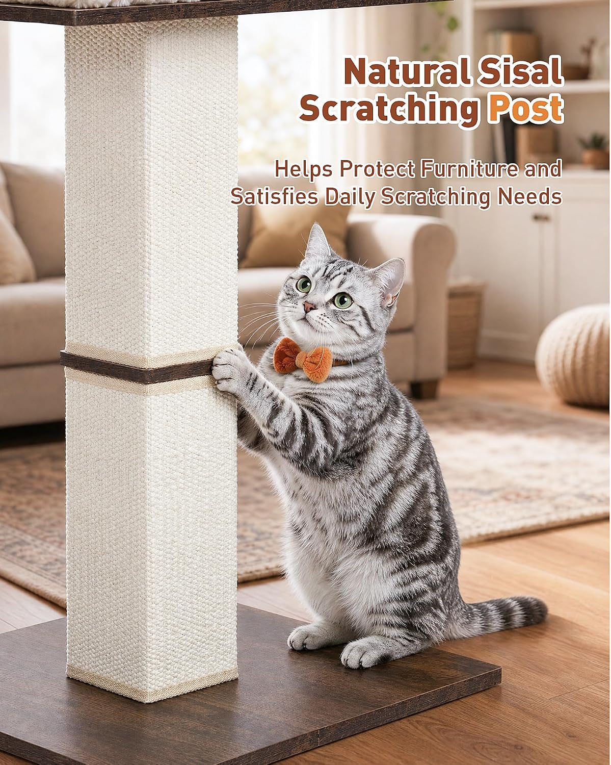 25.2" Retro Cat Scratching Post with Perch for Indoor Cats