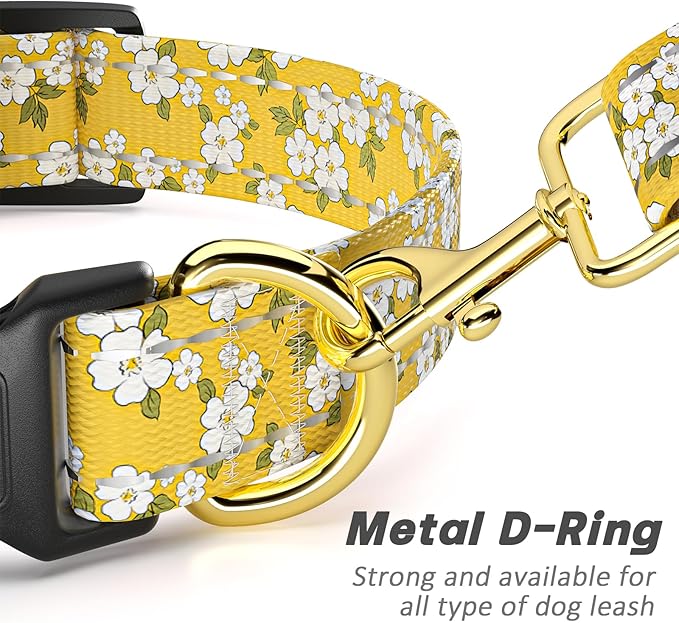 Reflective Dog Collar for Medium Dogs, Cute Flower Theme Adjustable Heavy-Duty - Image 5