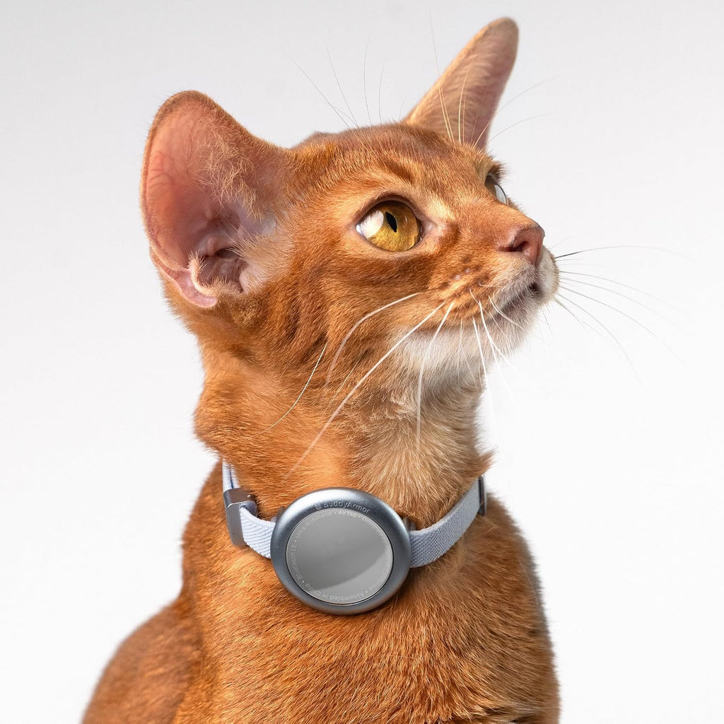 Pet Holder for Airtag Collar - Secure Fit for Airtag Case for Cat Dog Collars, No Dangling, Lightweight Anodized Aluminium for Airtag Holder for 0.4/0.6 inch Collar (Linen, S)