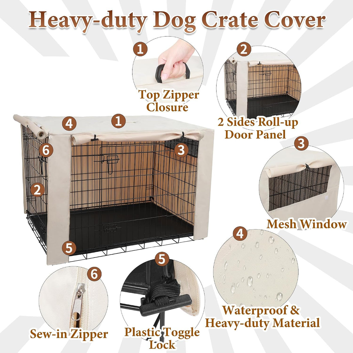 Deblue Dog Crate Cover, 24 Inches Durable Polyester Indoor Kennel Cover