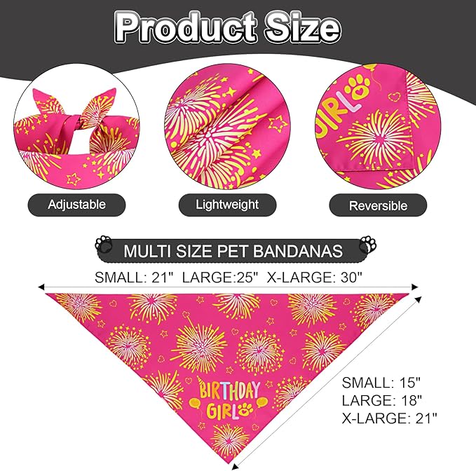 Dog Birthday Bandana Set Rose Pink, Dog Birthday Party Supplies - Image 4