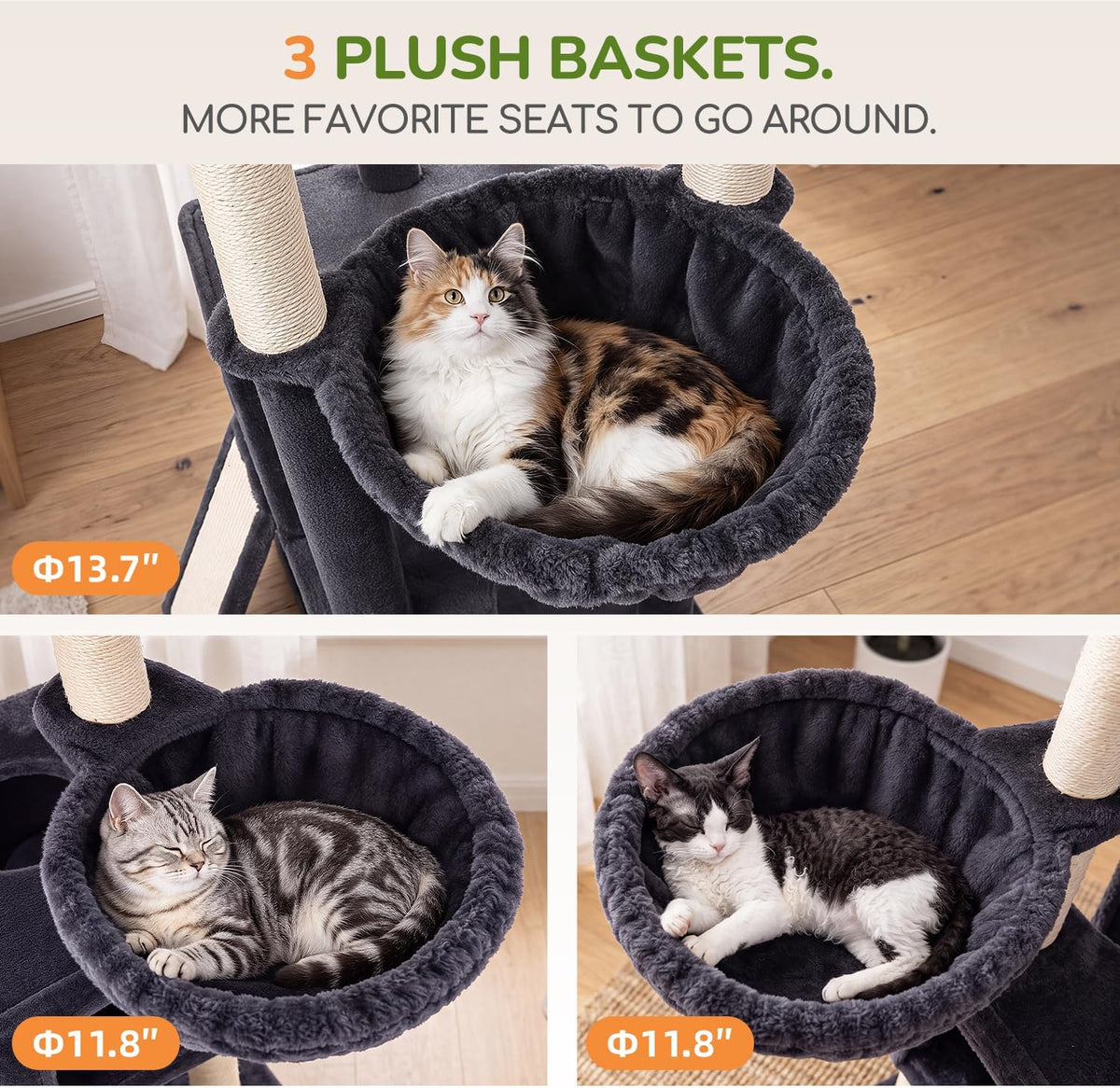 Globlazer 80in Tall Cat Tree for Large Cats, Sturdy Indoor Cat Tower, F80K