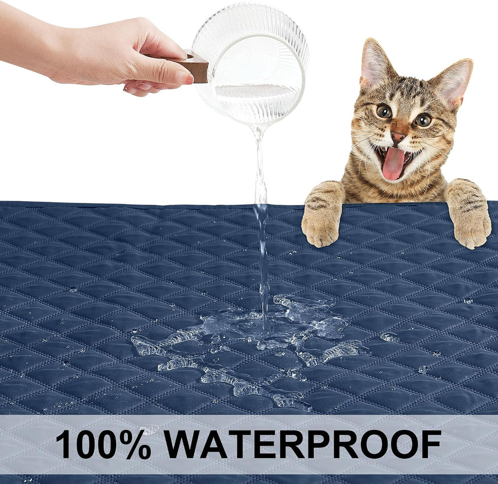 NICETOWN Waterproof Pet Blanket, Liquid Pee Proof Dog Blanket for Sofa Bed Couch, Reversible Floor Bed Furniture Protector Cover for Small Medium Large Dogs Cats, 1 Panel, Navy/Stone Blue, 62" x 82"