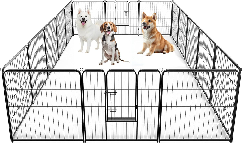 Simple Deluxe 24" 6-Panel Dog Playpen, Durable Pet Playpen with Secure Locking Door for Puppies & Small/Medium Dogs, Portable & Foldable Pet Fence, White