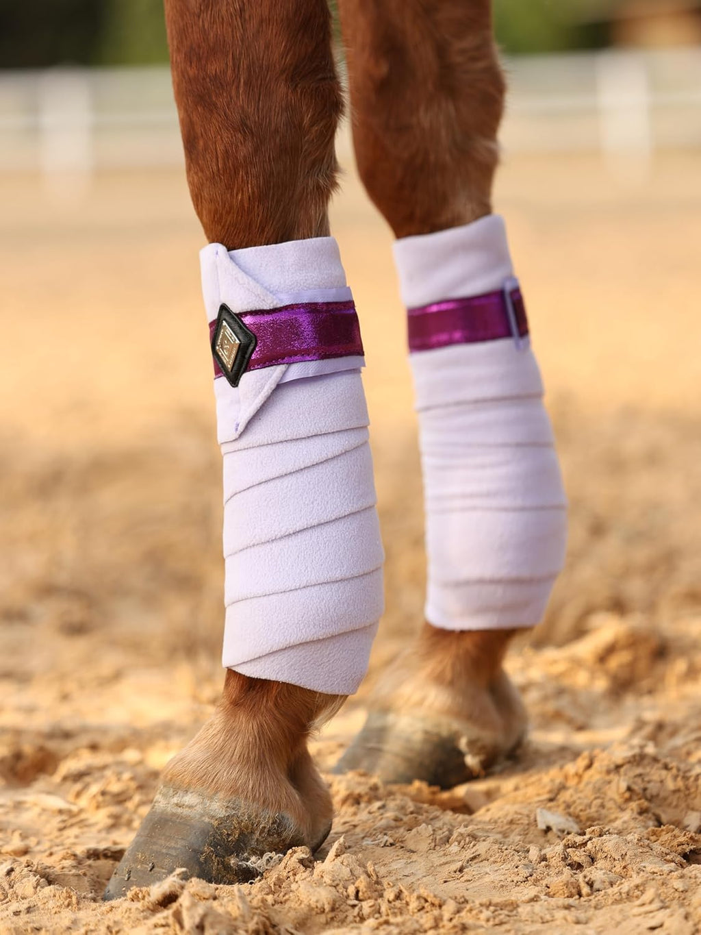 Horse Polo Wraps Upgrade with Bling Leg Wraps for Horses 4-Pack Fleece Leg Wraps Stable Supplies-Lavender M