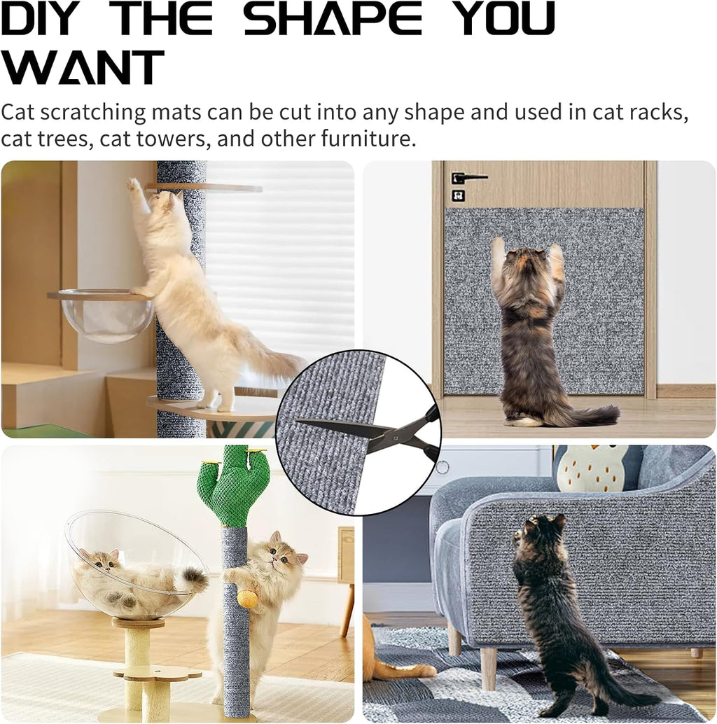 2 Pcs Self-Adhesive Cat Scratch Mat, Cat Scratch Furniture Protector, Grey