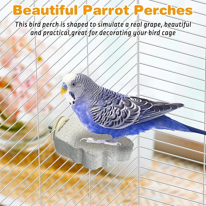 PINVNBY 8 PCS Bird Perches Calcium Parrot Perch Stand Bird Beak Grinding Stone - Image 7