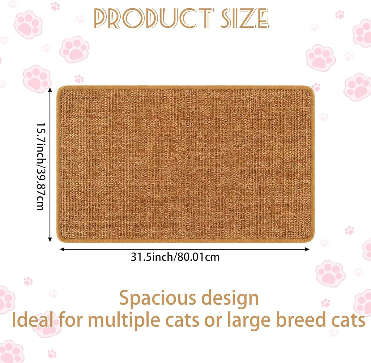3 Pack Large Cat Scratch Pad 32 x 16 Inches Brown Sisal Mat