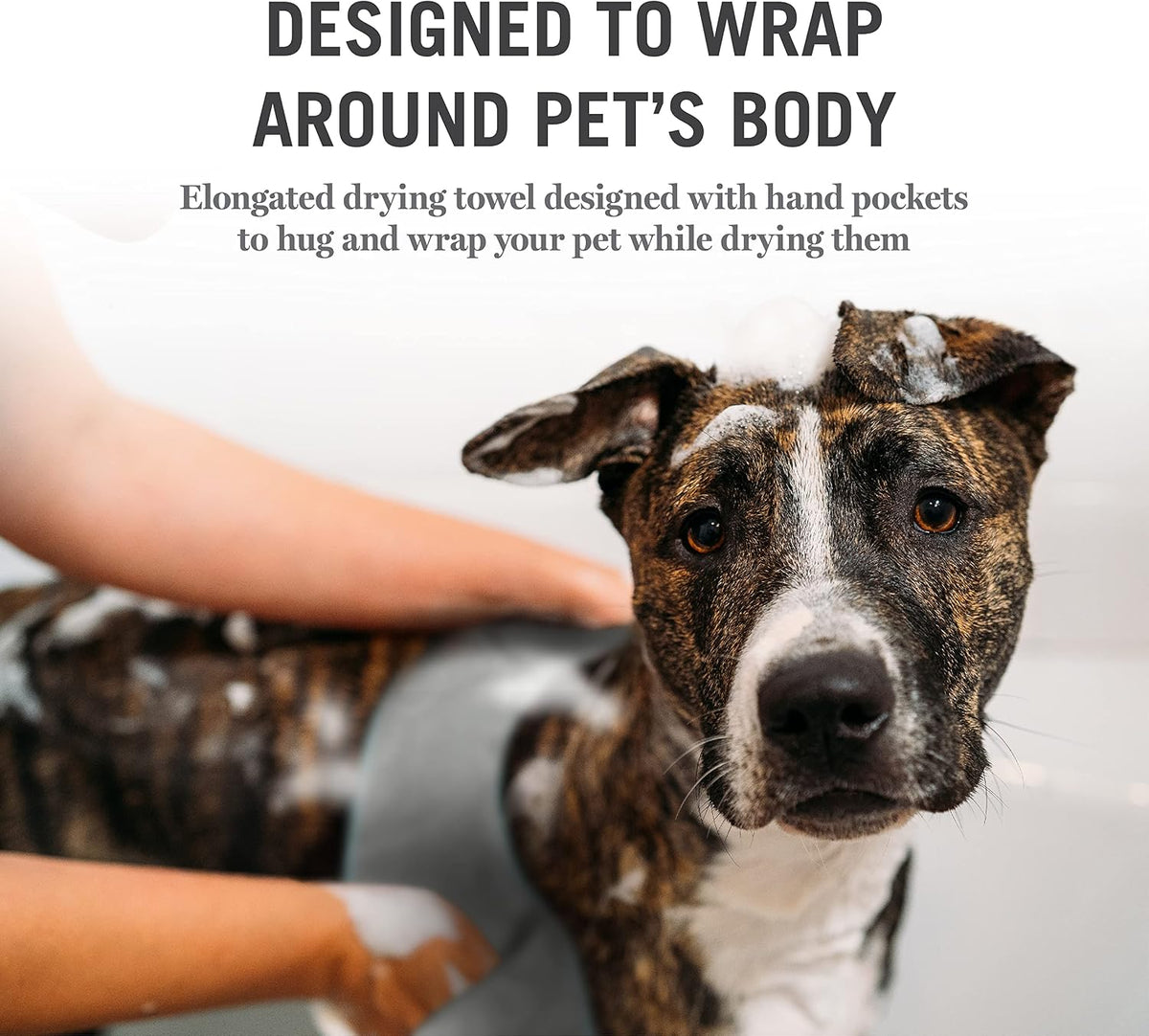 Martha Stewart - Multi-Functional Shammy Drying Towel w/TPR paw | Elegant Dog Grooming Tool for Drying & Massaging| Absorbent Microfiber Dog Grooming Drying Cloth for Pets with Hand Pockets