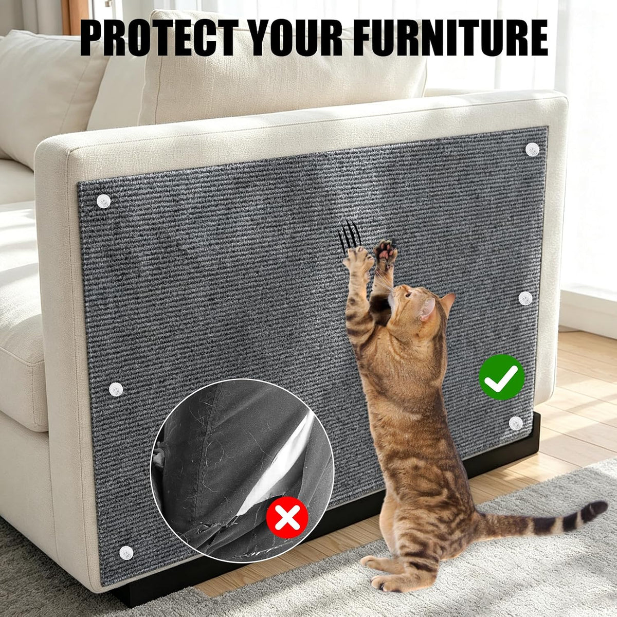 78.7"x15.8" Cat Scratch Couch Furniture Protector, DIY Self-Adhesive