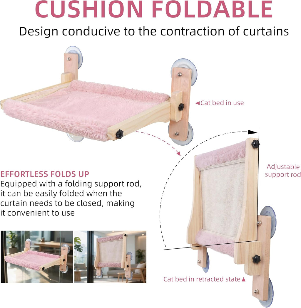 ESPETS Cat Window Perch in Pink - Kittens Napping Bed with Suction Cups
