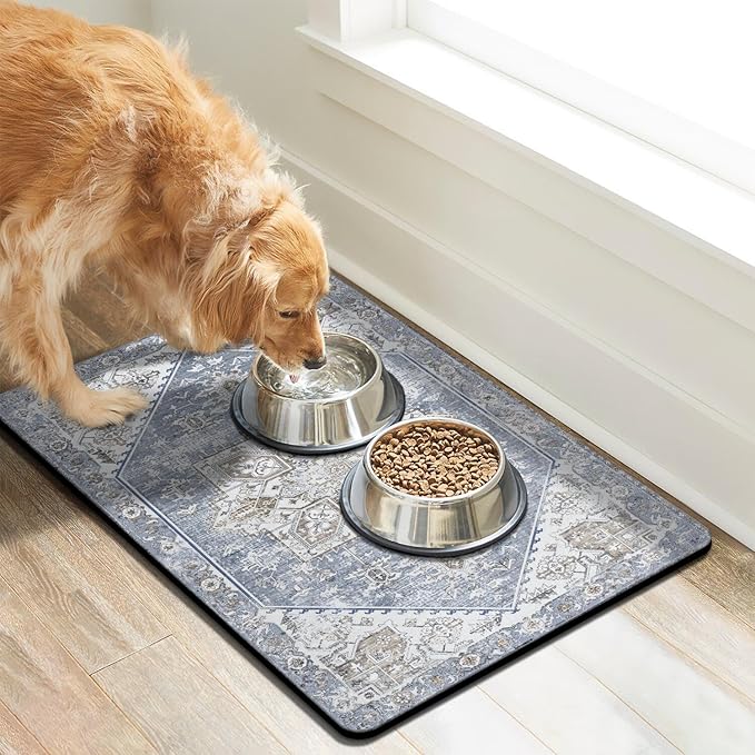 Dog Food Mats for Floors, Absorbent Dog Bowl Mat for Food and Water Dispenser - Image 2