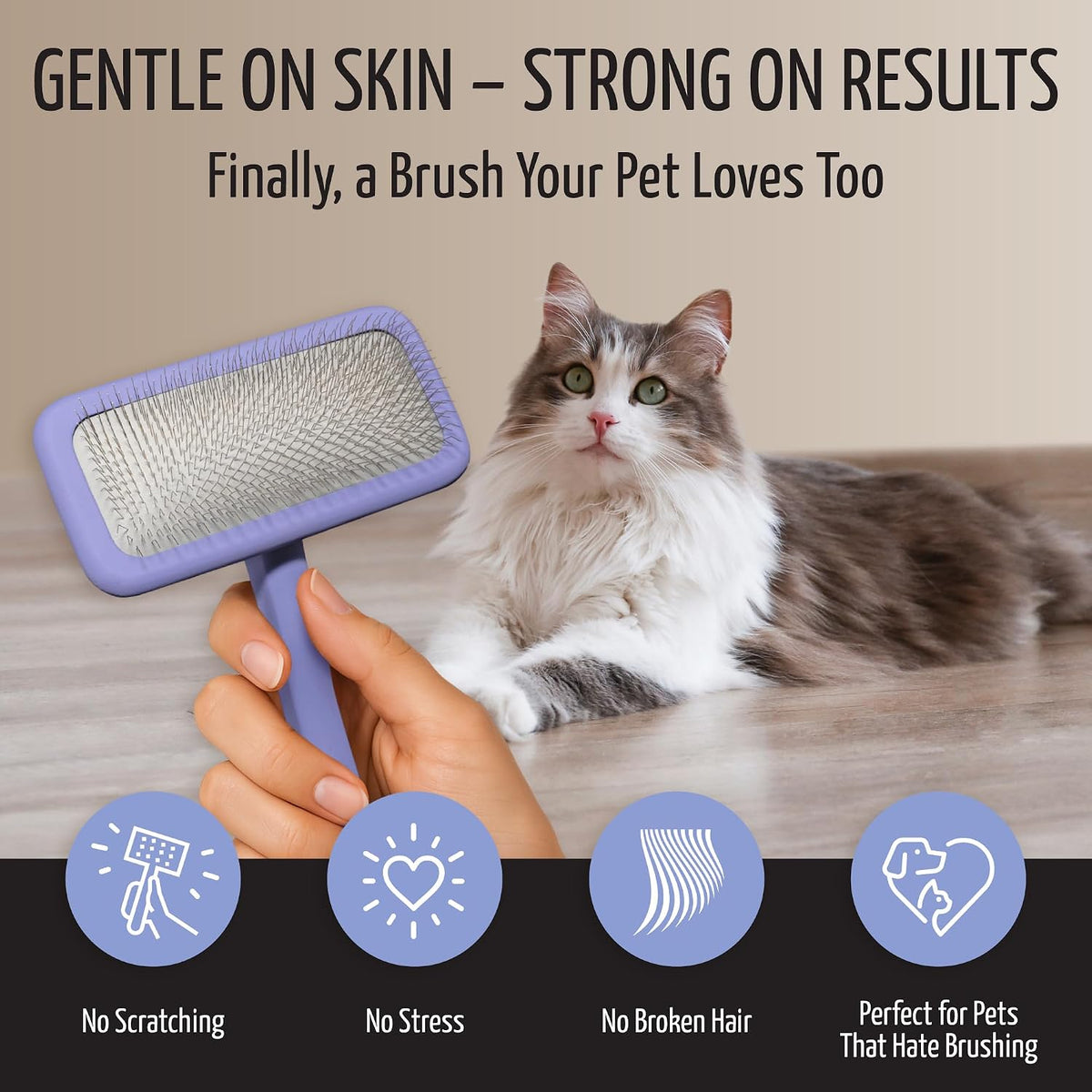 Tauro Pro Line Deshedding Wooden Brush for Dogs & Cats, Large (L), Purple