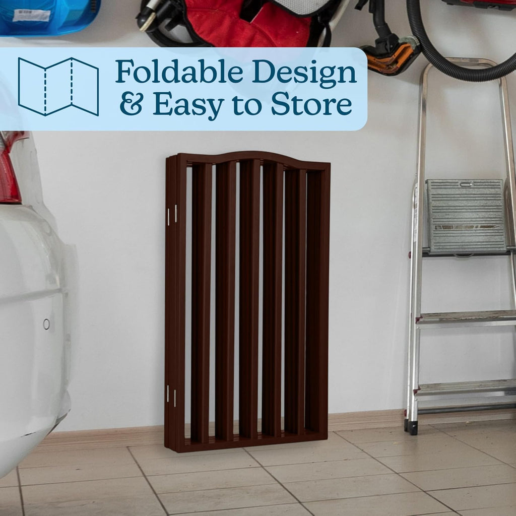PETMAKER 4 Panel Pet Gate, Brown, 74” x 32”