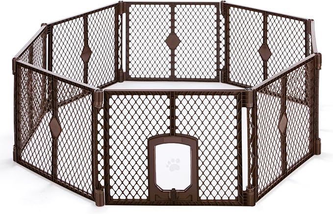 MyPet 8-Panel Petyard Passage: 6.5 ft. Wide 26 in. Tall Brown Freestanding by MyPet