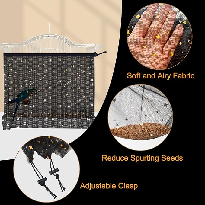 Bird Cage Seed Catcher, 60-118'' Large Bird Cages Cover, 31.5'' H Adjustable - Image 3