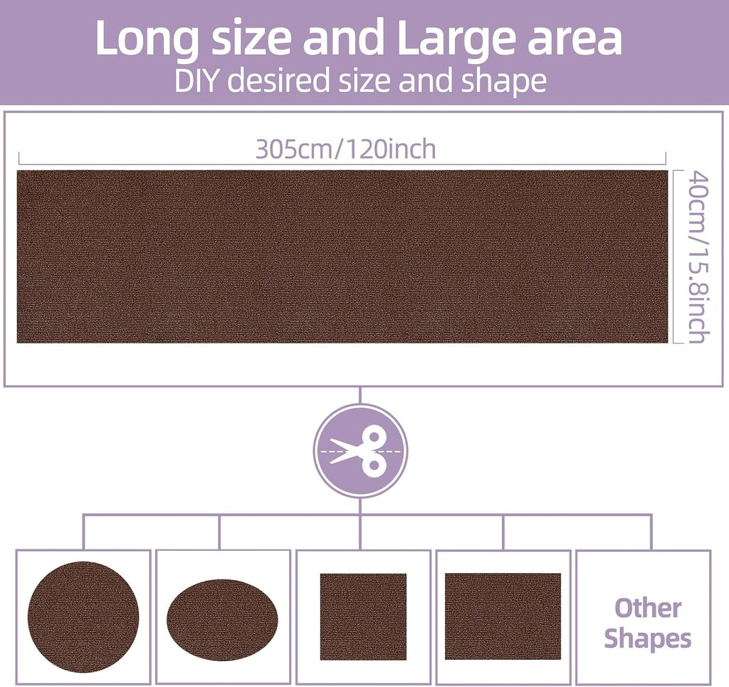 Cat Scratch Mat 120 "x15.8, Cat Scratch Sofa Furniture Protector, Trimmable Self-Adhesive Cat Scratch Pad for Decorating Cat Towers, DIY Cat Tree Shelf, Walls and Climbing Frames (Brown)