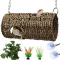 Reptile Hide Cave,Natural Seagrass Bearded Dragon Hammock Hideout,Round