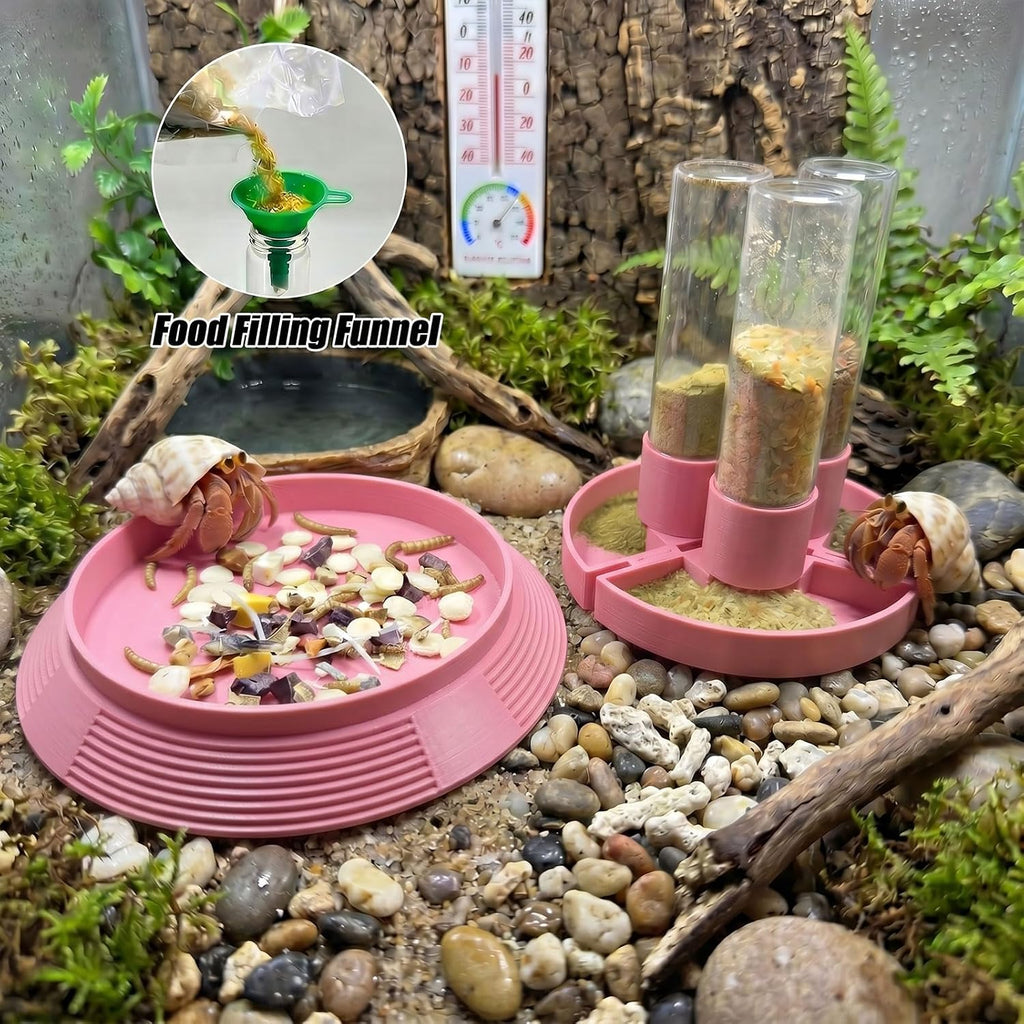4-in-1 Hermit Crab Feeding Station - Integrated Nutrition and Hydration Center，3D-Printed Tank Accessories Made from Safe Materials, Suitable for Hermit Crabs and Small Reptiles.