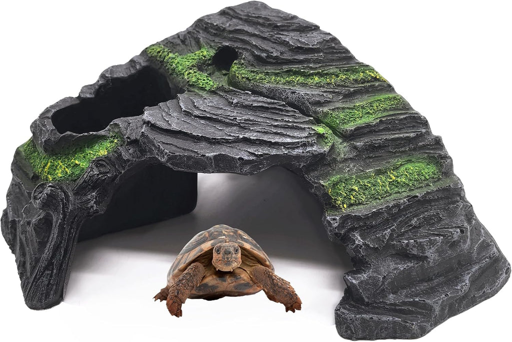 M2cbridge Reptile Hideout Cave Resin Rock Hides Terrarium Habitat Decor(Floating Island)
