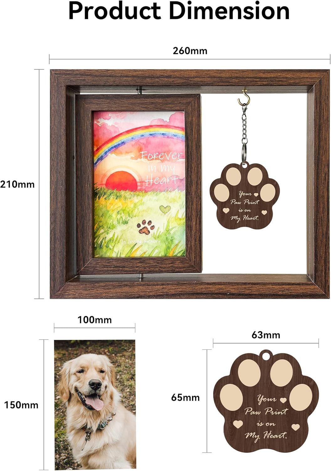 Dog Memorial Gifts for Loss of Dog, 5-Piece Pet Memorial Gift Set, Pet Loss Sympathy Gifts with 4x6 Photo Frame, Bracelet, Keychain, Rainbow Bridge Keepsake